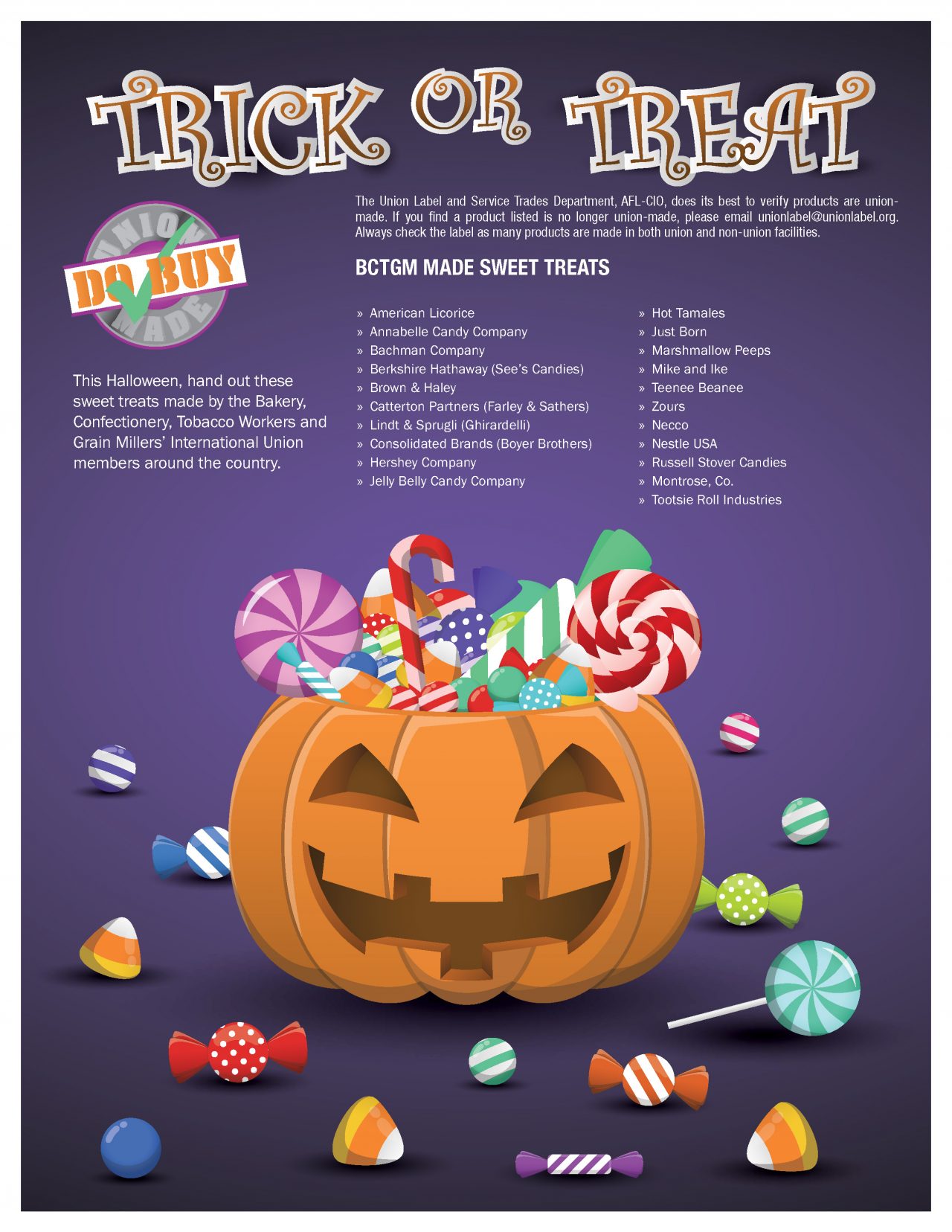 Do Buy Trick or Treat! Union Label and Service Trades Department