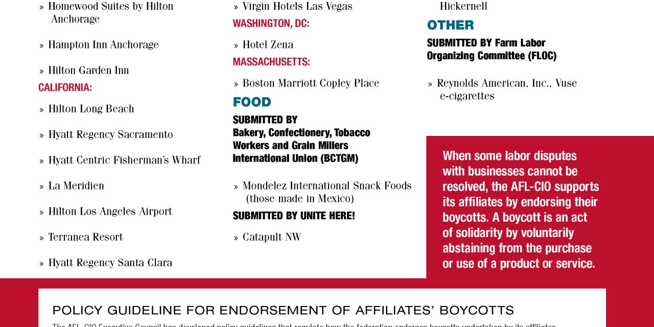 AFL-CIO Boycott List-JAN-FEB 2025