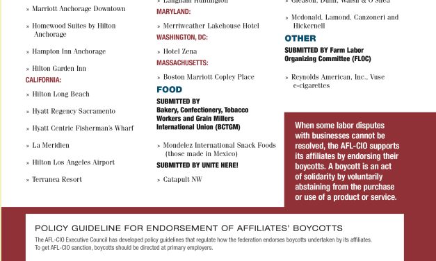 AFL-CIO Official Boycott List–Mar-Apr 2025